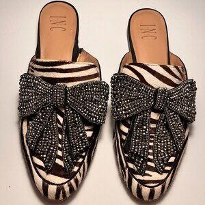 INC Zebra, Crystal Bow, Mules